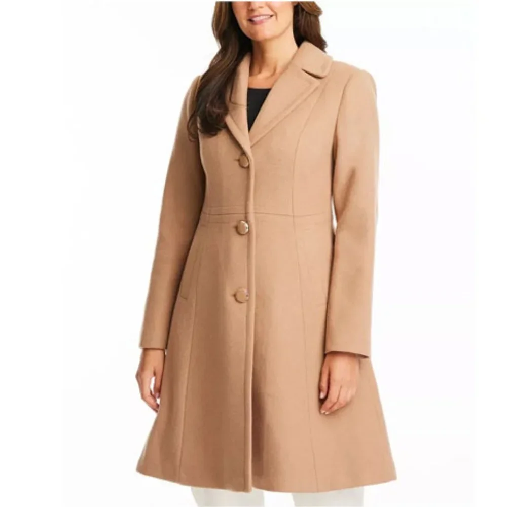 Kate Spade Faux-Fur-Collar Walker Coat